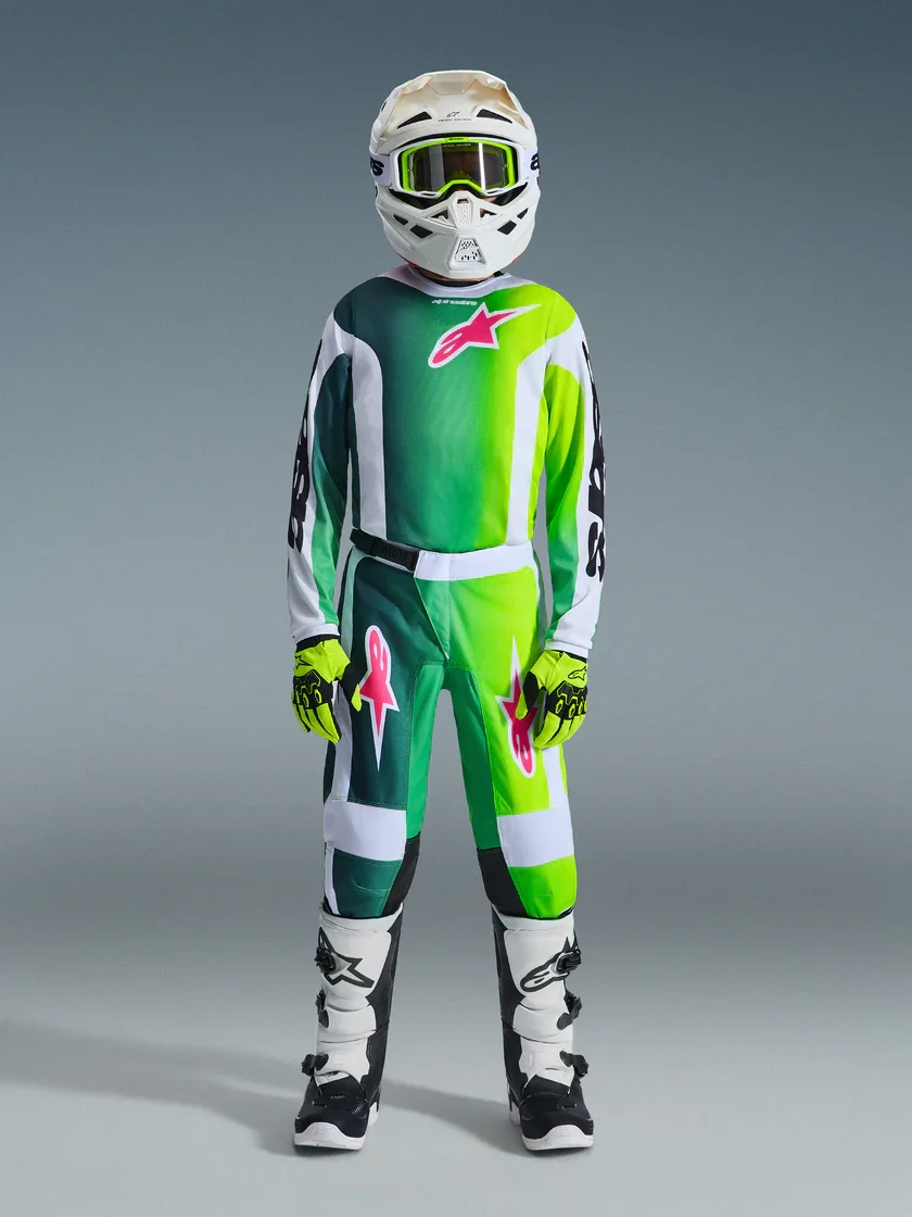 Conjunto Alpinestars Infantil/Juvenil Fluid Portl 26 Verde/Branco